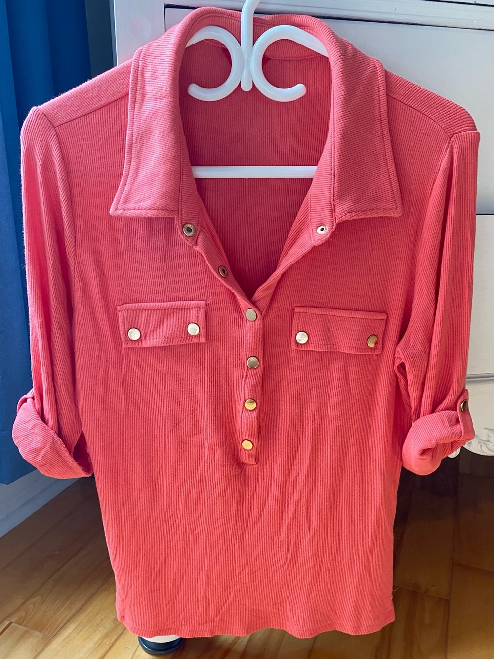 Guess Ribbed Top – Coral Pink